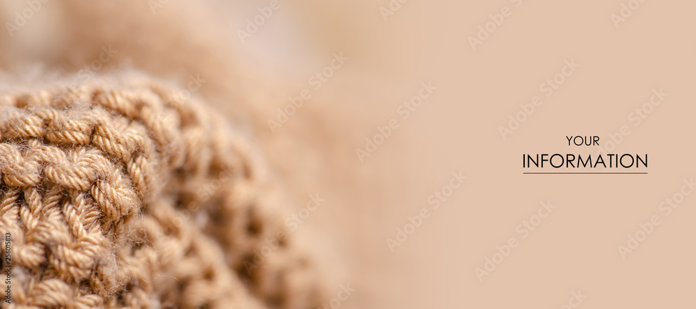 Large knit brown fabric texture textile macro pattern blur background - obrazy, fototapety, plakaty 