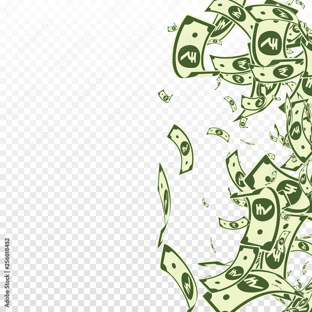 Indian rupee notes falling. Messy INR bills on tra Indian rupee notes falling. Messy INR bills on tra