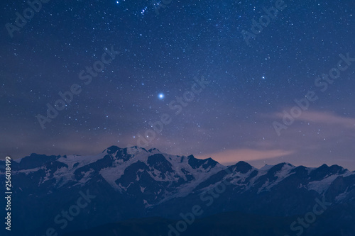 Night landscape with beautiful mountains