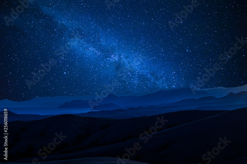 Night landscape with beautiful mountains