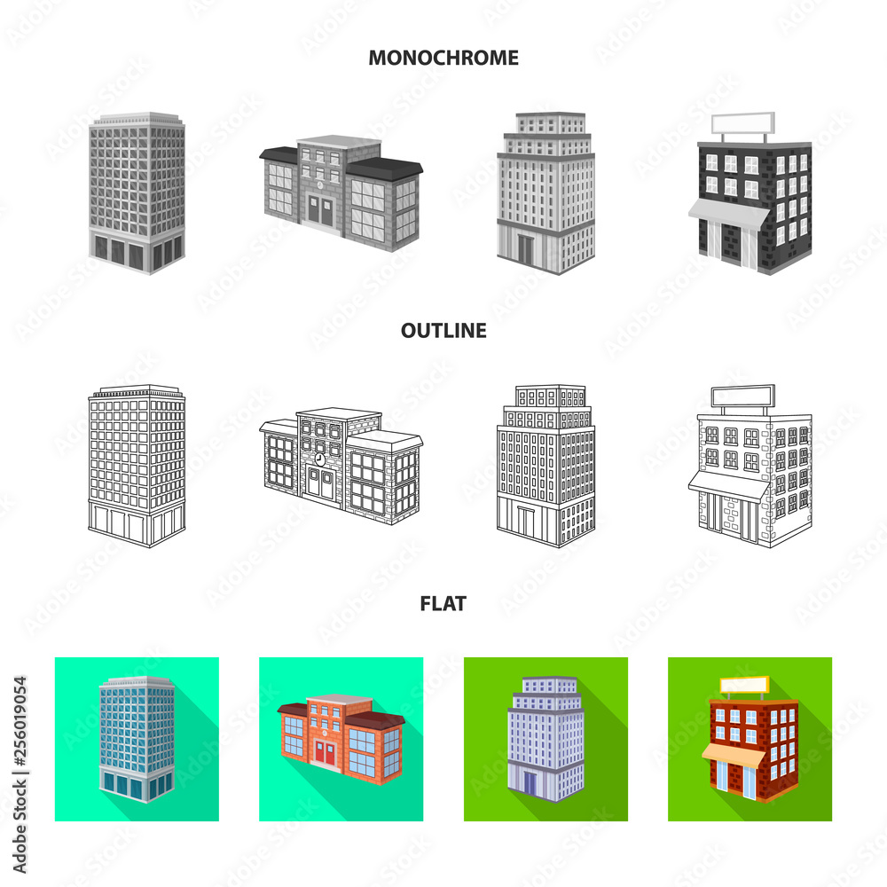 Vector illustration of construction and building icon. Collection of construction and estate vector icon for stock.