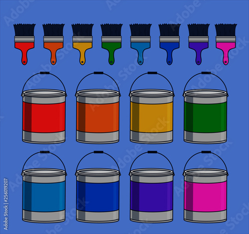 Brochas y botes de pintura