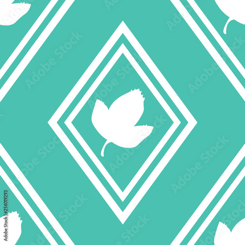 seamless geometric abstract pattern with floral motive rhombus and leave