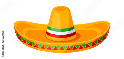 Mexican sombrero illustration of traditional hat.