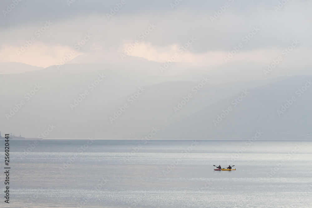 Faroe Islands Fjord with Kayaking Athletes