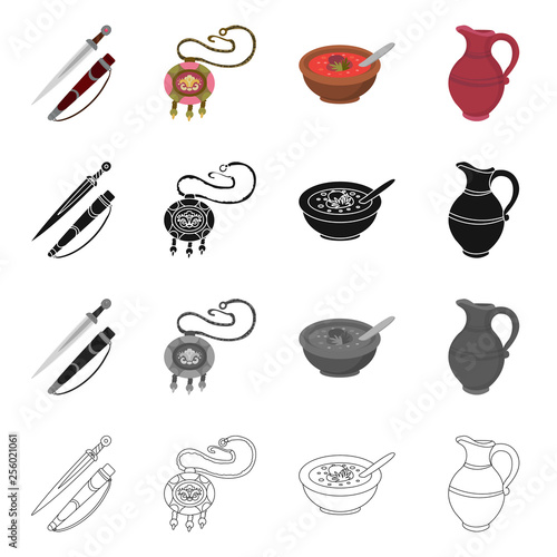 Isolated object of culture and sightseeing sign. Set of culture and originality stock vector illustration.