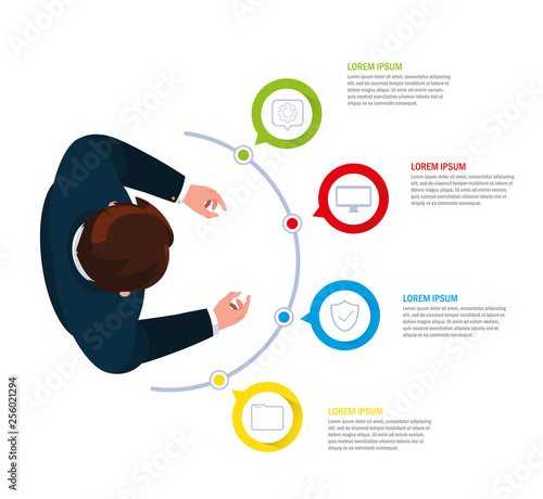 businesman with infographic and business icons