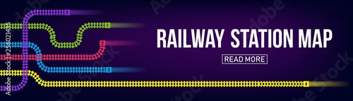 Creative vector illustration of railway station map, metro road infographic, train railroad route rail track, isolated on transparent background. Art design template. Abstract concept graphic element