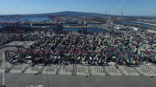 Wallpaper Mural Aerial View of Port Containers Shipping Terminal Yard Long Beach California USA.MOV Torontodigital.ca