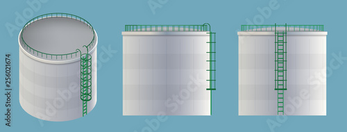 Creative vector illustration of water tank, crude oil storage reservoir isolated on transparent background. Art design gasoline, benzine, fuel cylinder template. Abstract concept graphic element