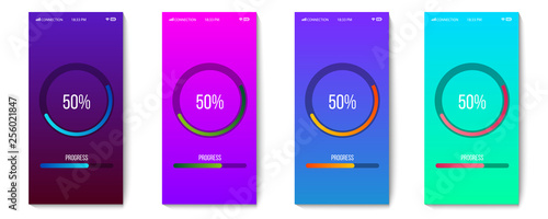 Creative vector illustration of mobile app progress bar loading isolated on transparent background. Art design preloader template. Abstract concept graphic upgrade, update, download diagram element photo