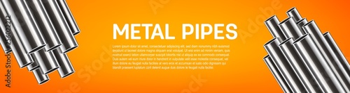 Creative vector illustration of steel, aluminum, copper, metal pipes, profile stack of tube, pvc isolated on transparent background. Art design industrial template. Abstract concept graphic element