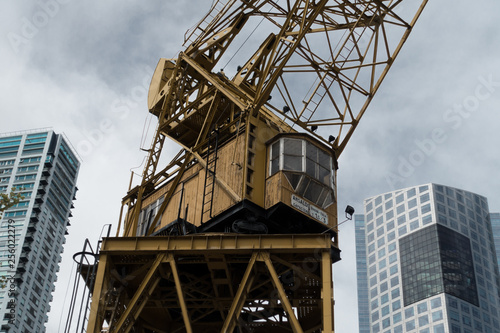 Large crane between skyscrapers in Buenos Aires, Argentina.