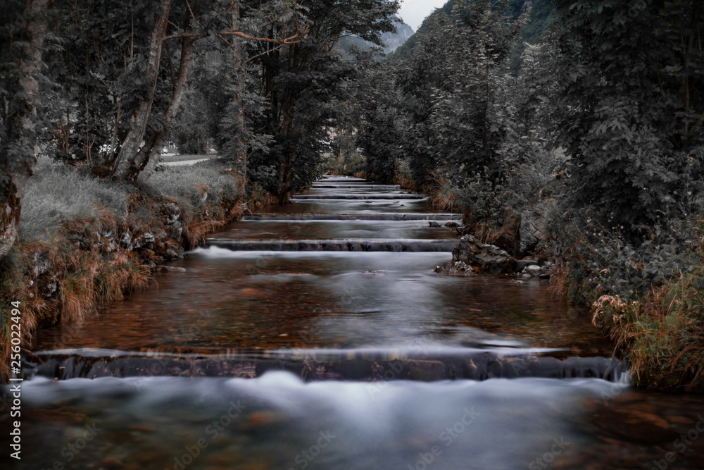 Smooth waterfall. Appenzell, Switzerland.