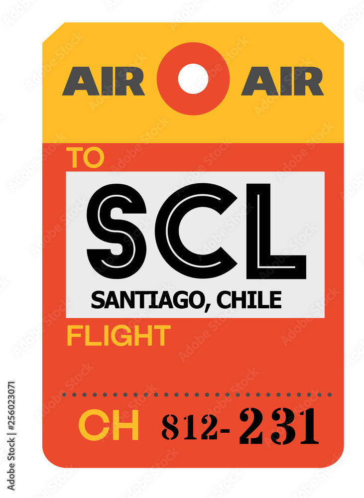 Fototapeta premium Santiago airport luggage tag
