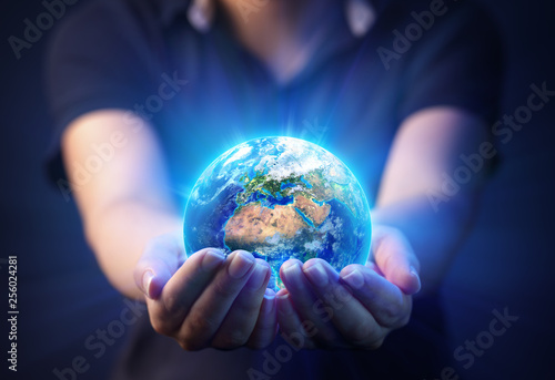 Hands Holding Planet  - Earth Day Concept - 3d Rendering - Europe And Africa elements of this image furnished by NASA