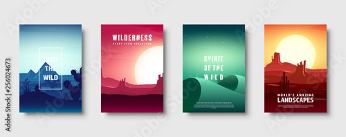 Desert trip. Extreme tourism and travelling. Back to nature. Sands. Exploring Africa. Horizont line with sky. Mountaines. Vector illustration.