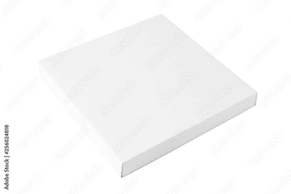 White rectangular package cardboard box isolated on white background White rectangular package cardboard box isolated on white background