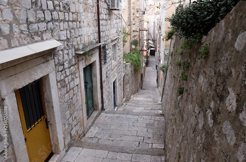 Narrow street inside Dubrovnik old town  Croatia 