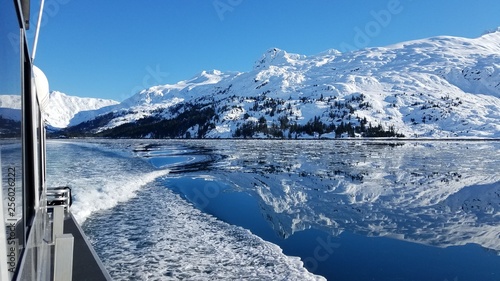 Принти на полотні Winter Mountains/Glaciers, Snow Covered, as Seen from a Cruise Ship on a Sunny D