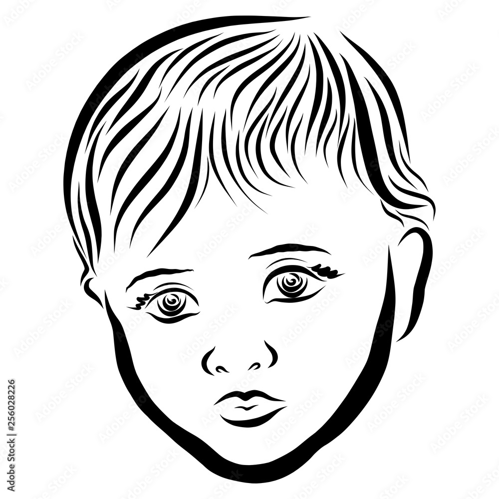 cute baby's head with a thoughtful look cute baby's head with a thoughtful look