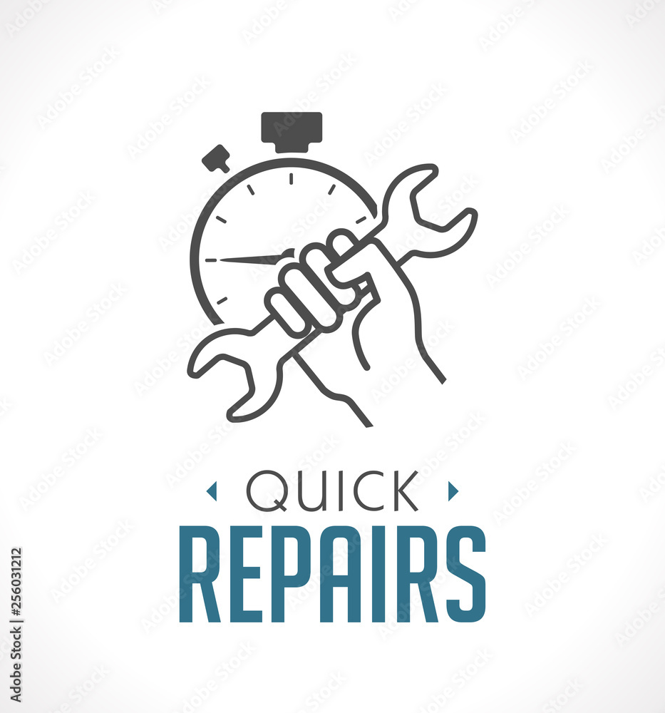 Repairs icon - hand with wrench concept - obrazy, fototapety, plakaty 