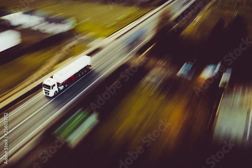 Wallpaper Mural White truck road tanker transport goods speed  road highway