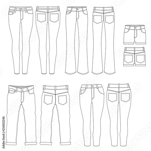 Vector template for Womens Denim Jeans