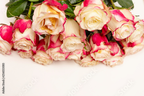 bouquet of red and white roses