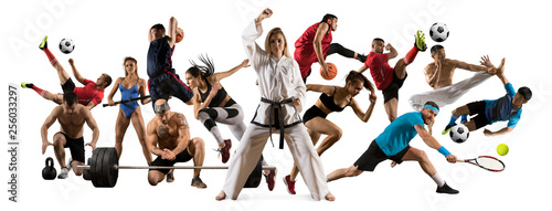 Fototapeta Naklejka Na Ścianę i Meble -  Huge multi sports collage taekwondo, tennis, soccer, basketball, etc