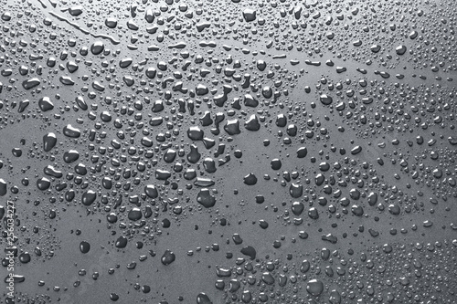 Wallpaper Mural Shiny water drops on silvery metal surface, background Torontodigital.ca