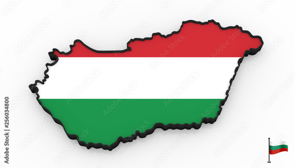 Fototapeta premium Hungary high detailed 3D map