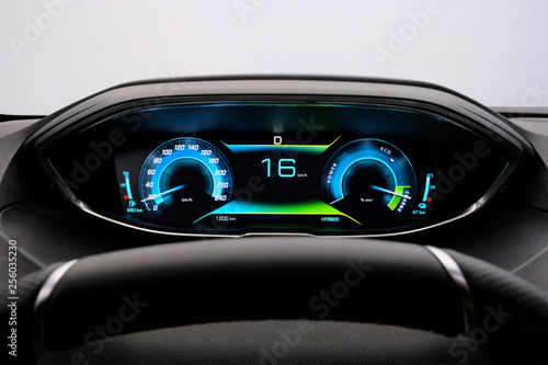 instrument panel dash of an electric vehicle photo