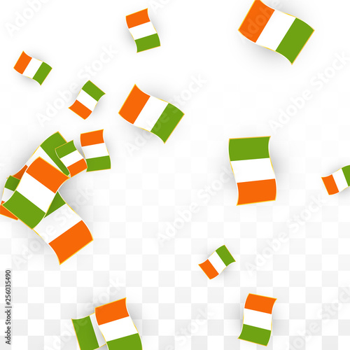 Vector Irish National Background. Saint Patrick Day Poster for Pub Party. 17 March Symbol Illustration.  Flag of Ireland. Eire Banner about Tourism. Eire Island. Celtic Flag. Tourist Dublin Post Card.