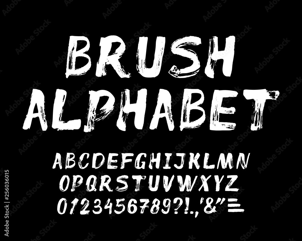 Hand drawn brush strokes alphabet