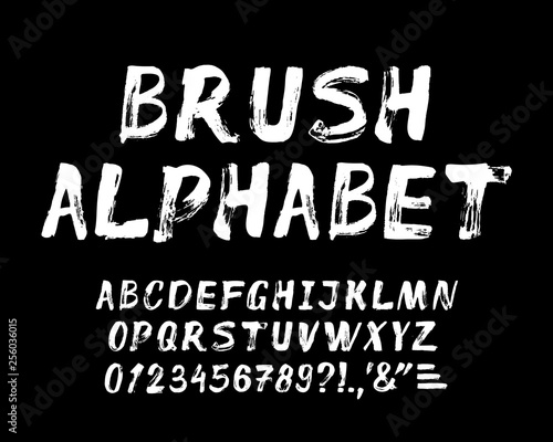 Hand drawn brush strokes alphabet