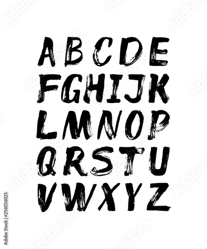 Hand drawn dry brush alphabet