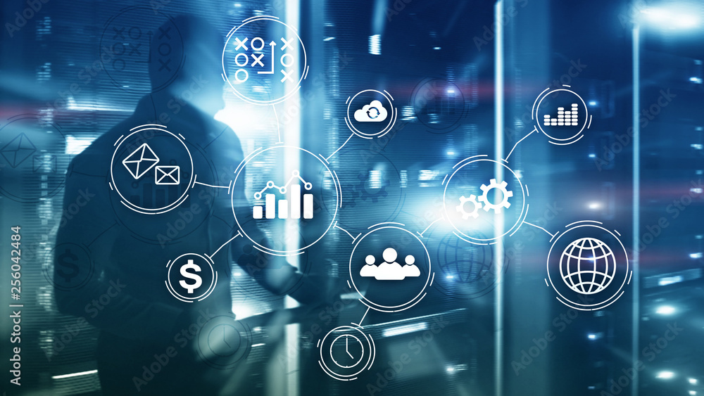 Business process automation concept on blurred background. Business process automation concept on blurred background.