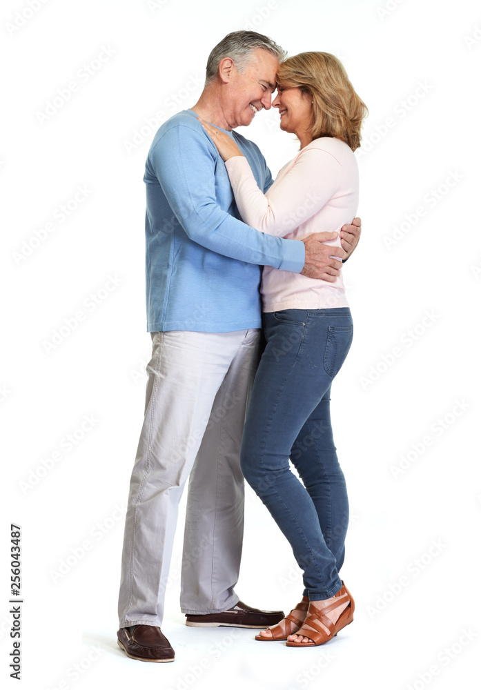 Senior couple smiling.