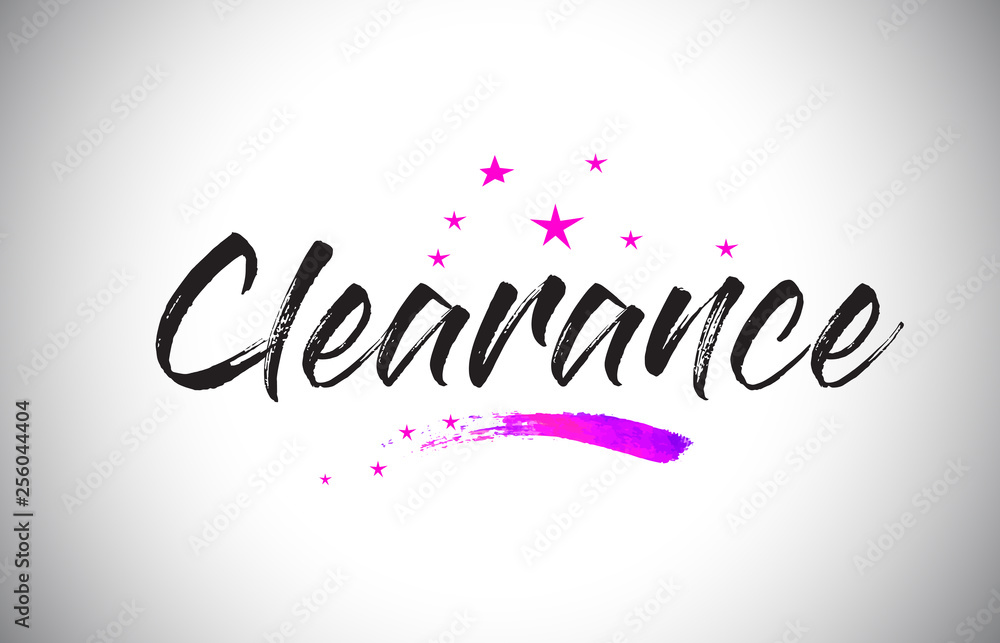 Clearance Handwritten Word Font with Vibrant Violet Purple Stars and Confetti Vector.