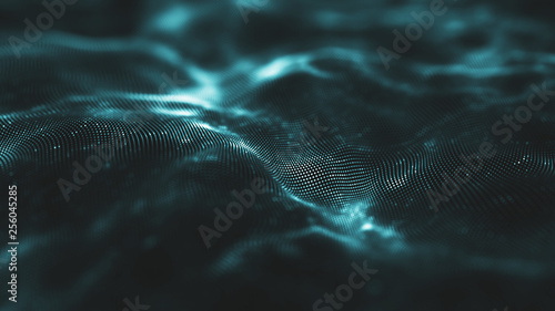 Abstract futuristic - Molecules technology with polygonal shapes on dark blue background. Illustration  design digital technology concept.