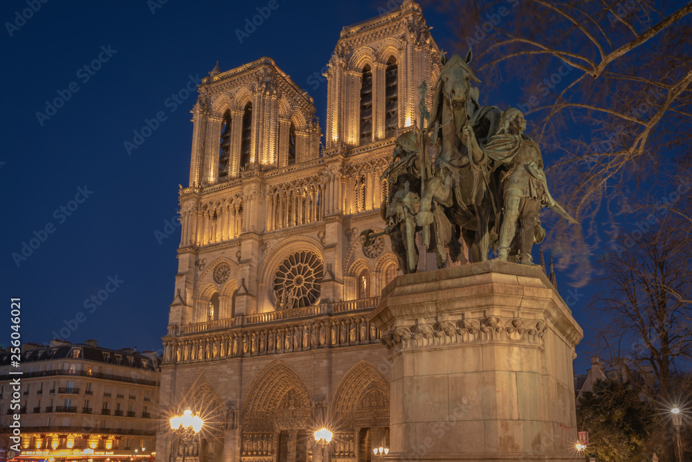 Paris, France - 03 10 2019: Notre-Dame Of Paris by night