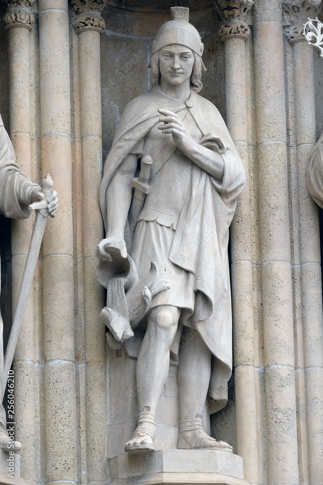 Statue of Saint Florian on the portal of the Zagreb cathedral 