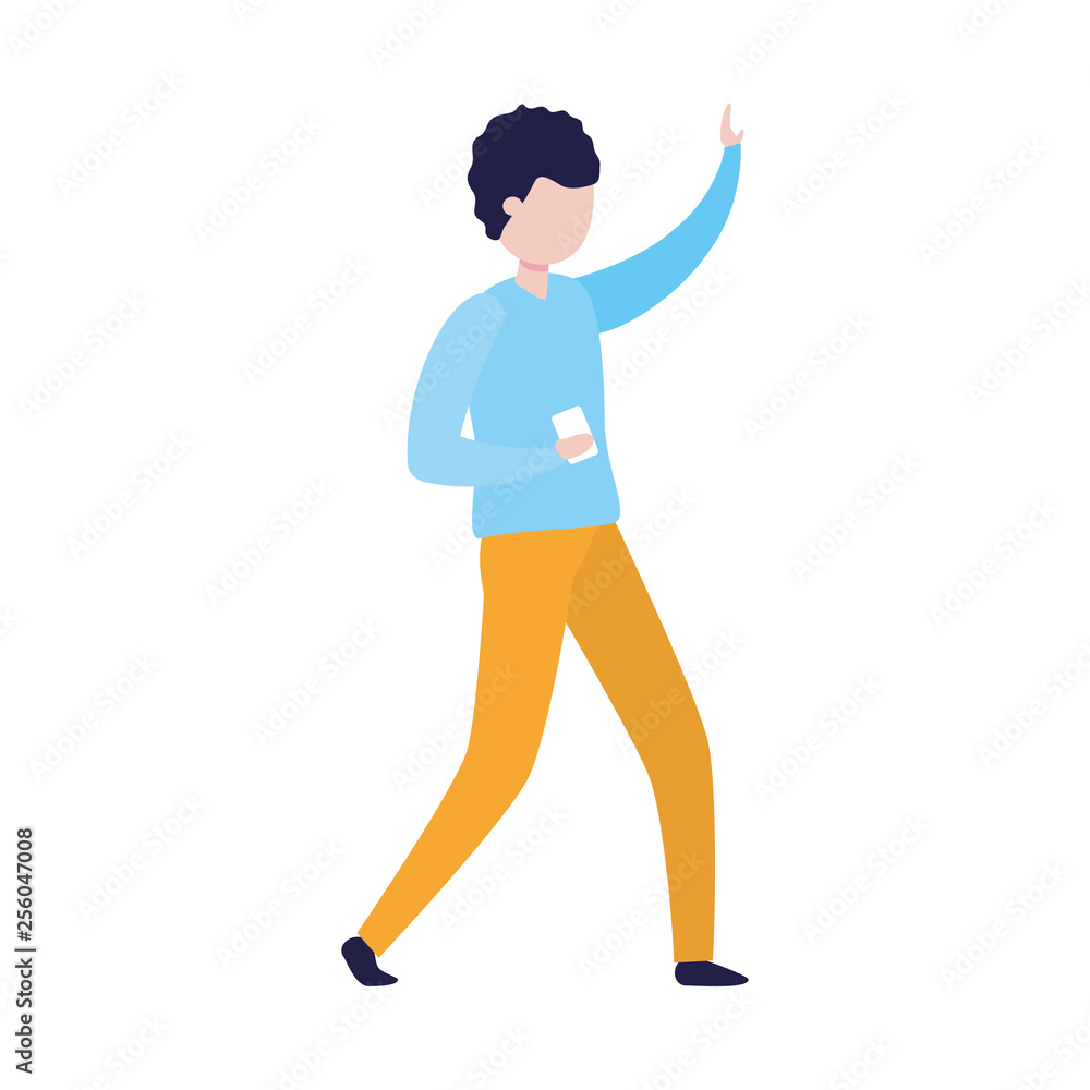 man with smartphone avatar character man with smartphone avatar character