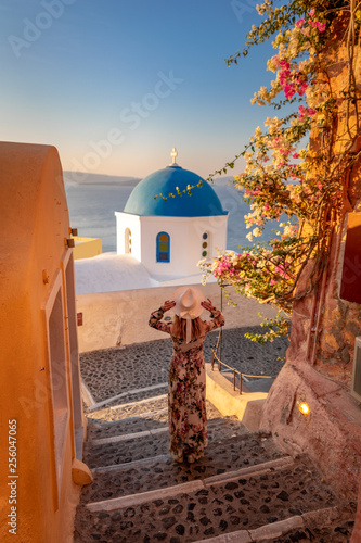 Canvastavla Santorini in Greece in summer hot sunset weather