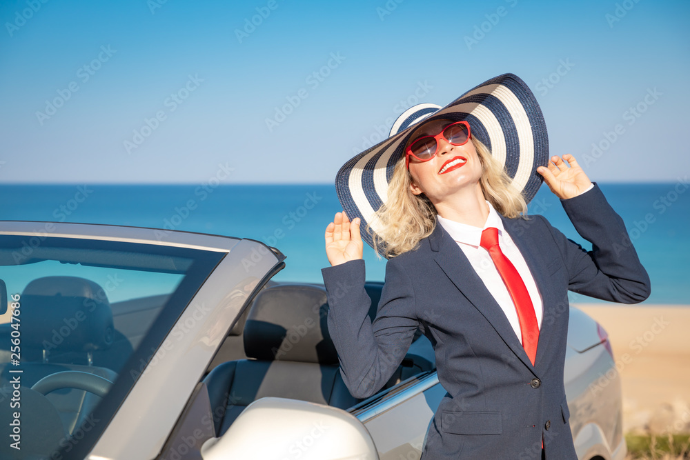 Successful young businesswoman on a beach Successful young businesswoman on a beach