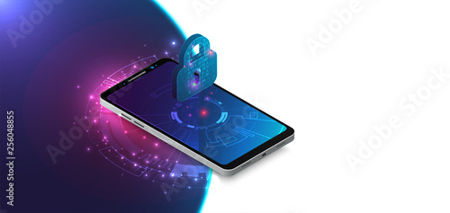 Mobile security protection. Vector illustration.