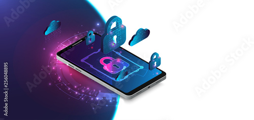 Mobile security protection. Vector illustration.