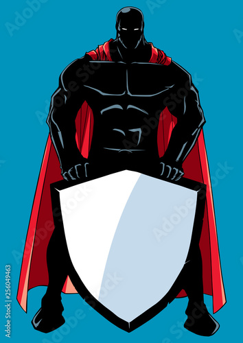 Superhero Holding Shield Silhouette