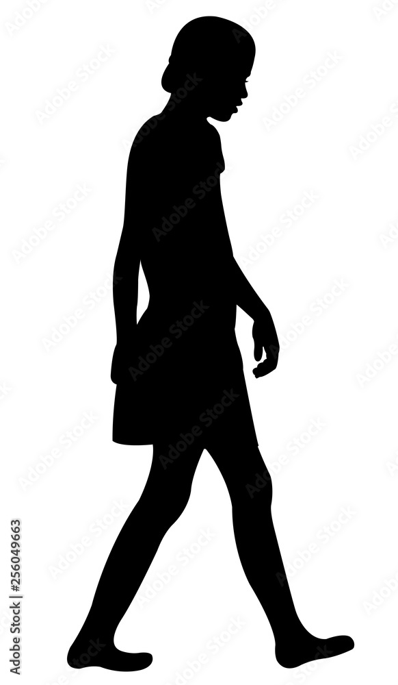 girl walking silhouette vector